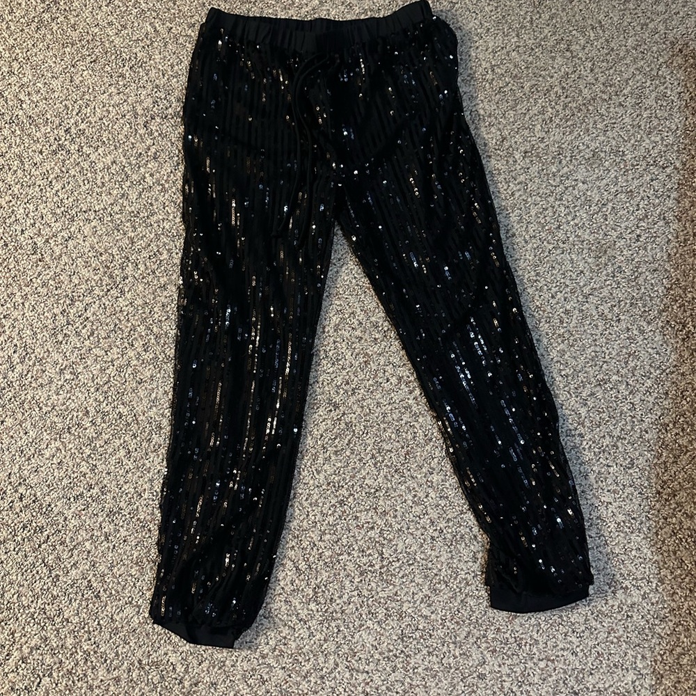 NWOT black sequin pants
